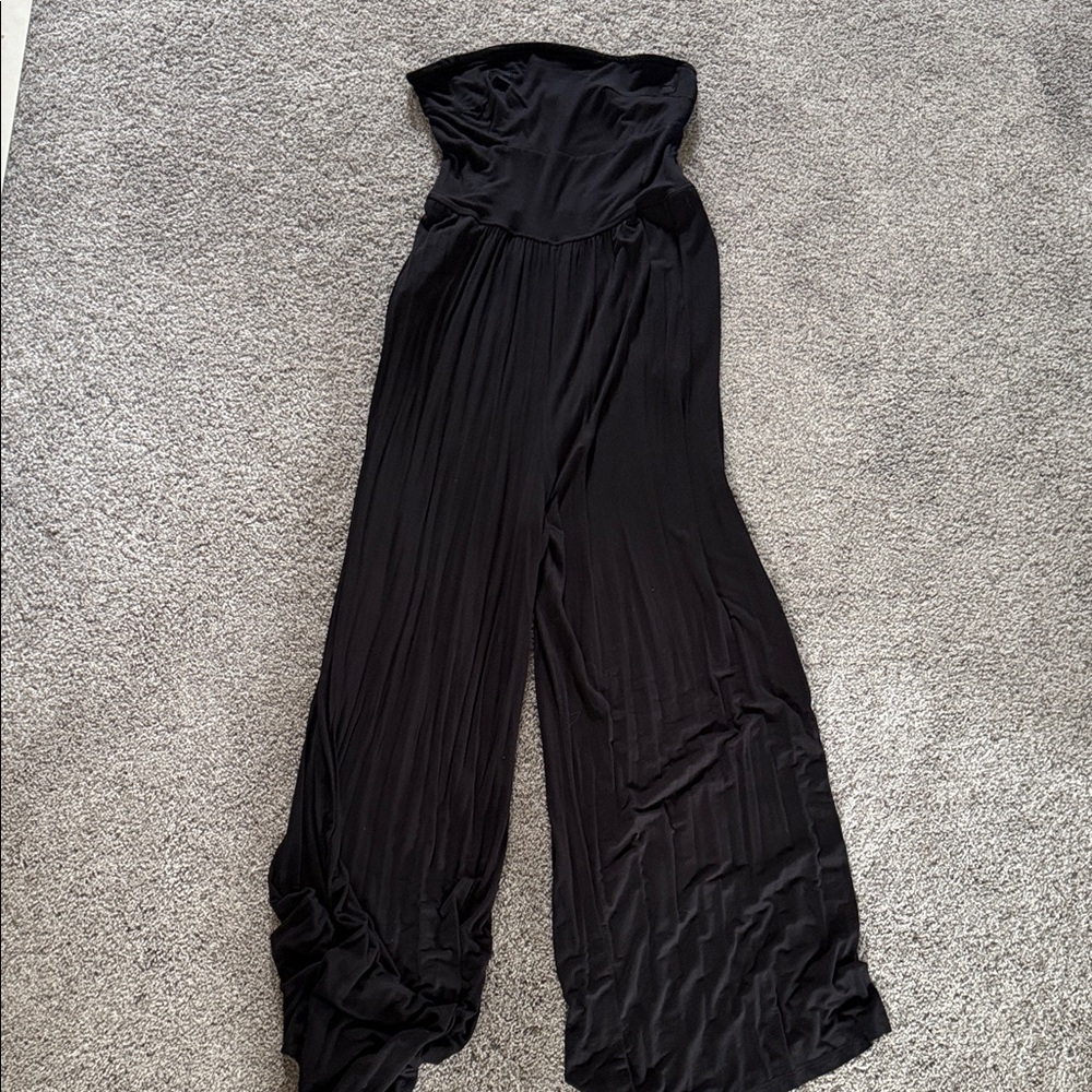 Mona B Strapless Black Wide-Leg Jumpsuit